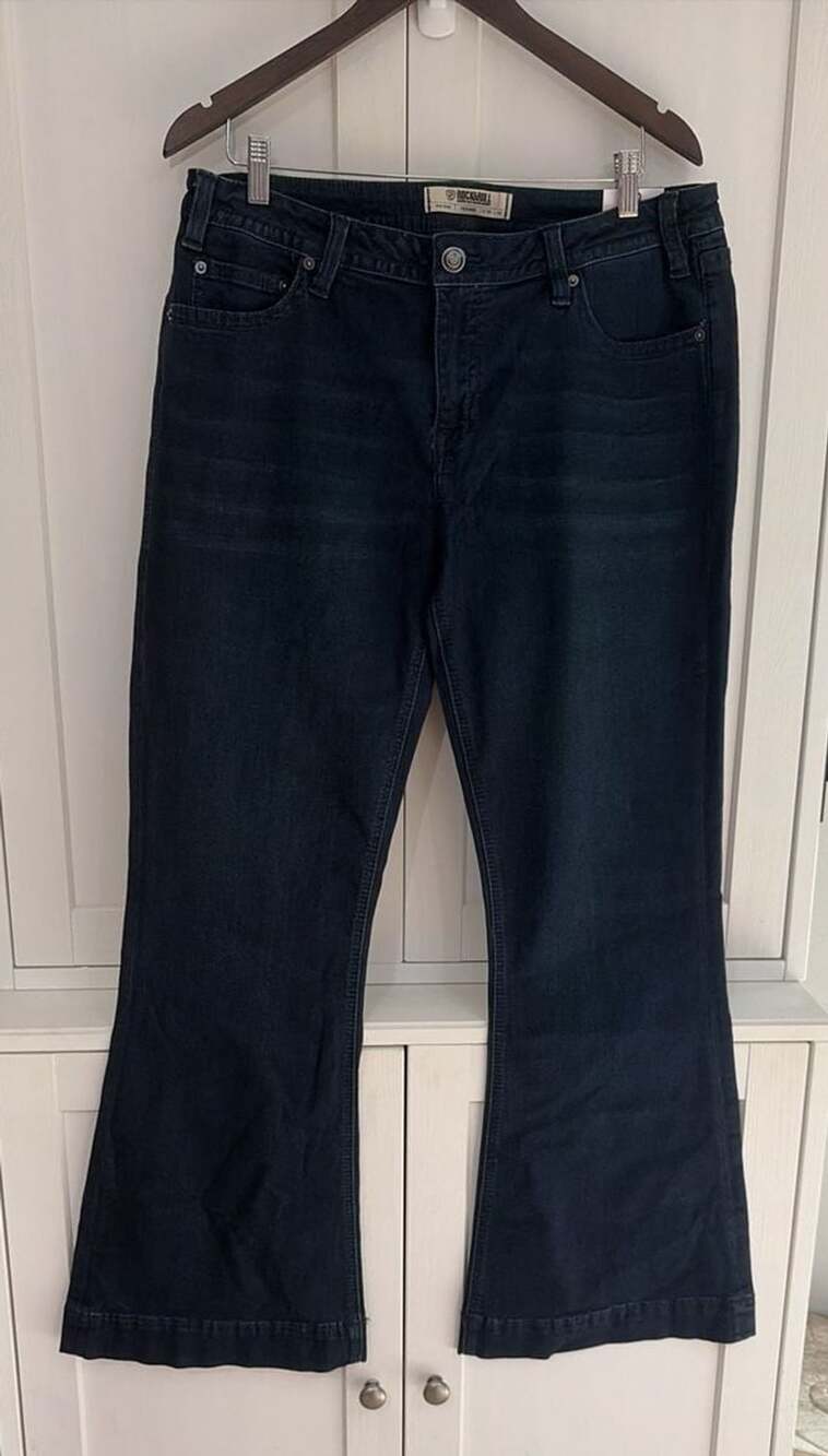 Rock & Roll Denim Mid Rise Trouser Flare Jeans W33 L32 Dark Wash